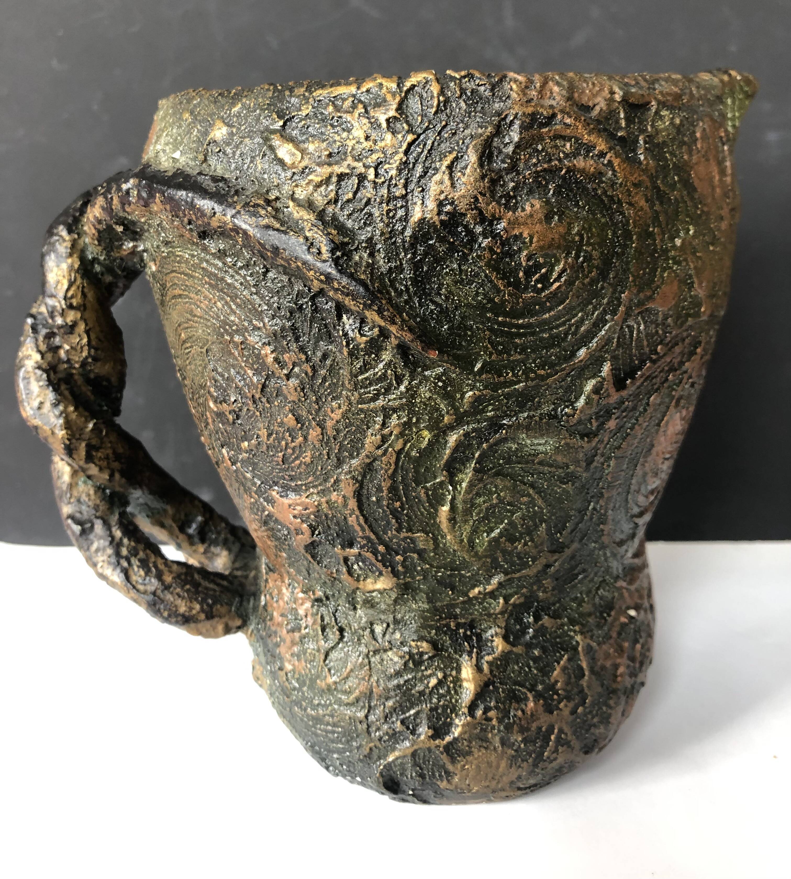 Starry Night pitcher vase with braided handle