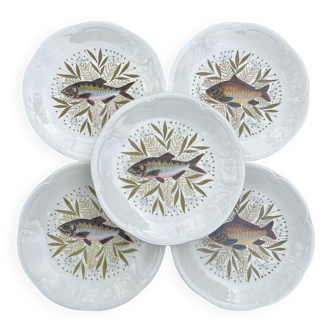 Gien - set of 5 fish plates