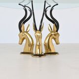 Hollywood Regency style coffee table brass antelope France 1970