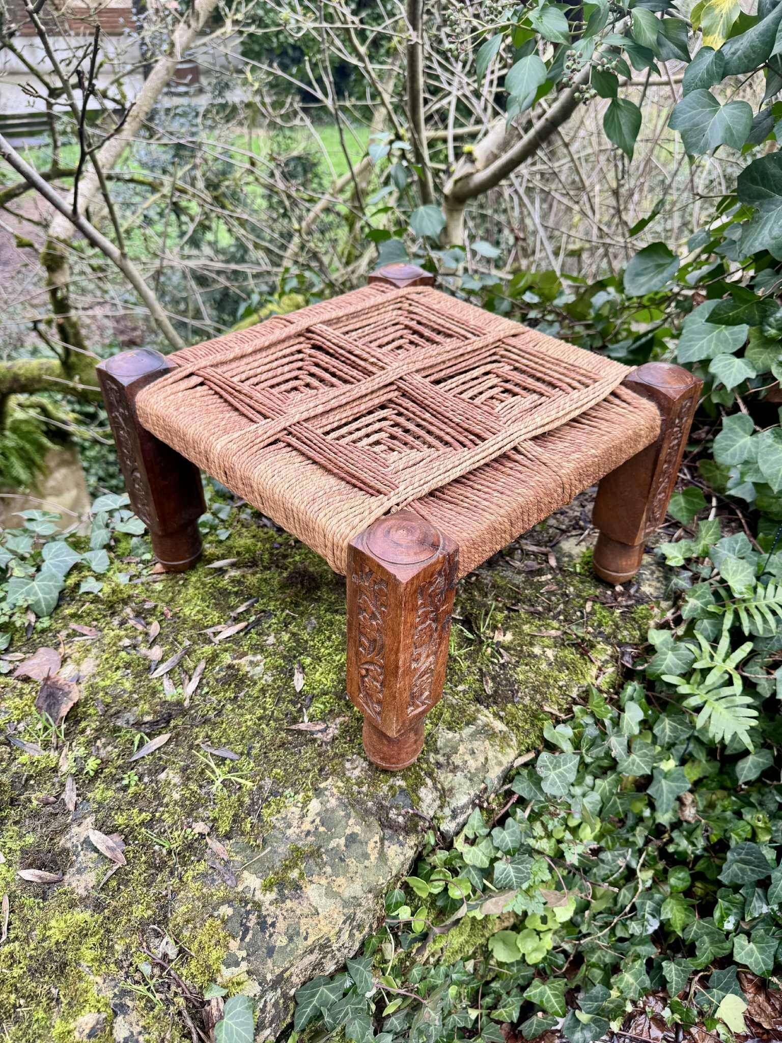 Large Indian rope stool from the early 20th century.