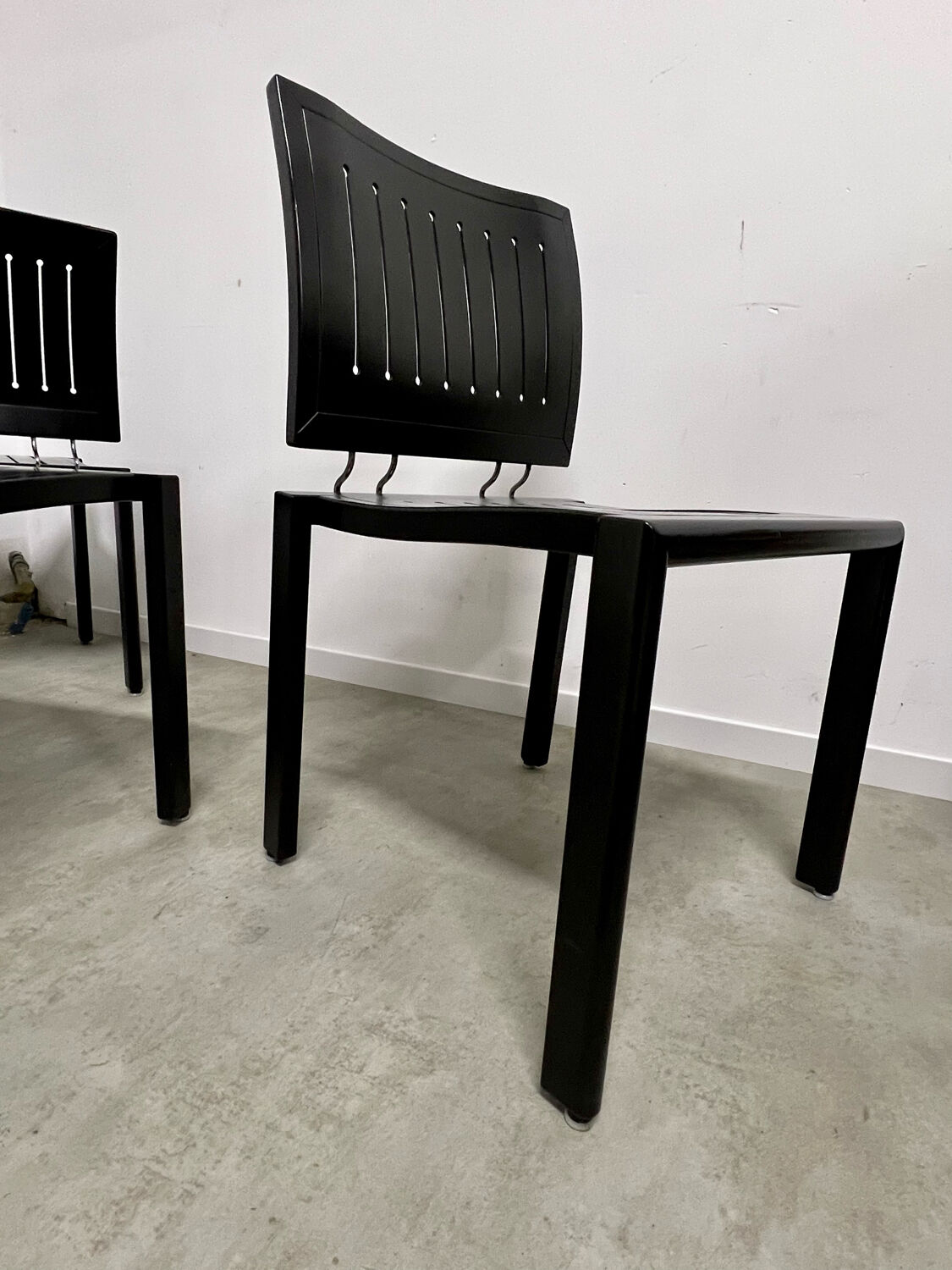 Lot 4 old vintage design chairs Dieticker Bruno Rey black wood year 70