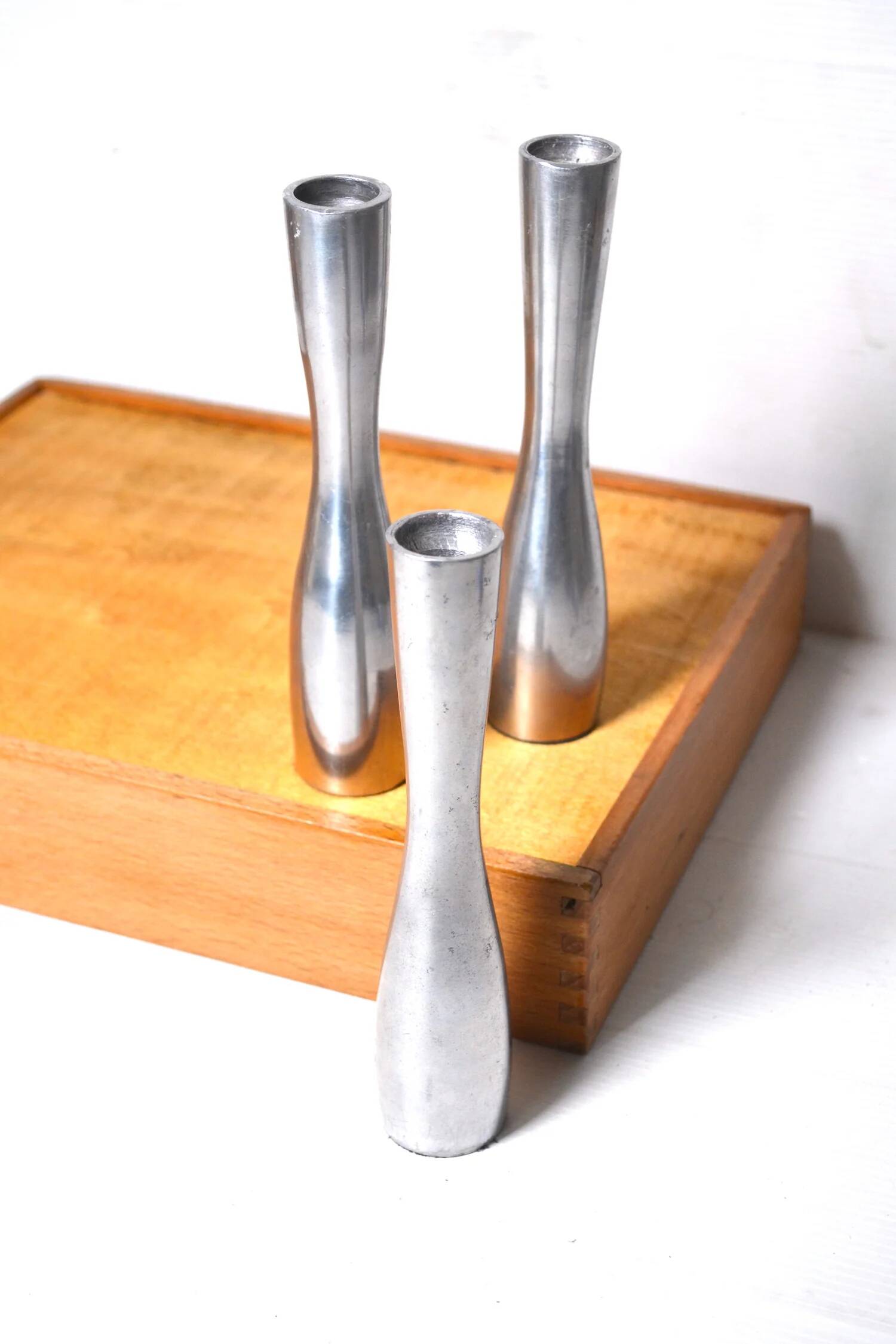 Vintage aluminum candlesticks