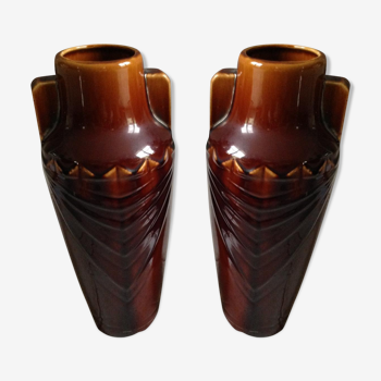 Paire de vase vintage signés Elge