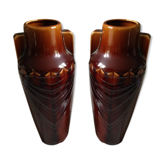 Pair of vintage vase signed Elge