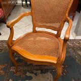Louis XV style office armchair in solid blond beech