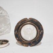 Carafe, cristal transparent, laiton doré, Allemagne, années 50