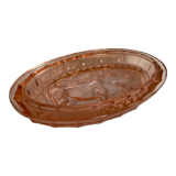Beurrier coupelle vaches en verre rose France