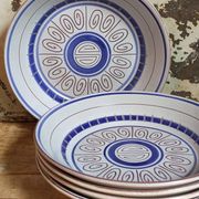 Cinq assiettes creuses céramiques M.B.F.A  PORNIC vintages service Daphné