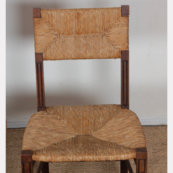 Set of 6 oak rush chairs, French work, 1950.