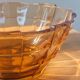 Vintage amber glass fruit bowl with geometric patterns - Art Deco style