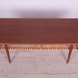 Mid-Century Teak and Rattan Coffee Table, 1960s