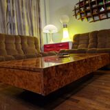 Italian design coffee table in burl wood by Roche Bobois, 1970s.