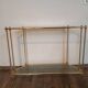 Console "Hollywood Regency" en laiton, plexiglas et verre, circa 1970