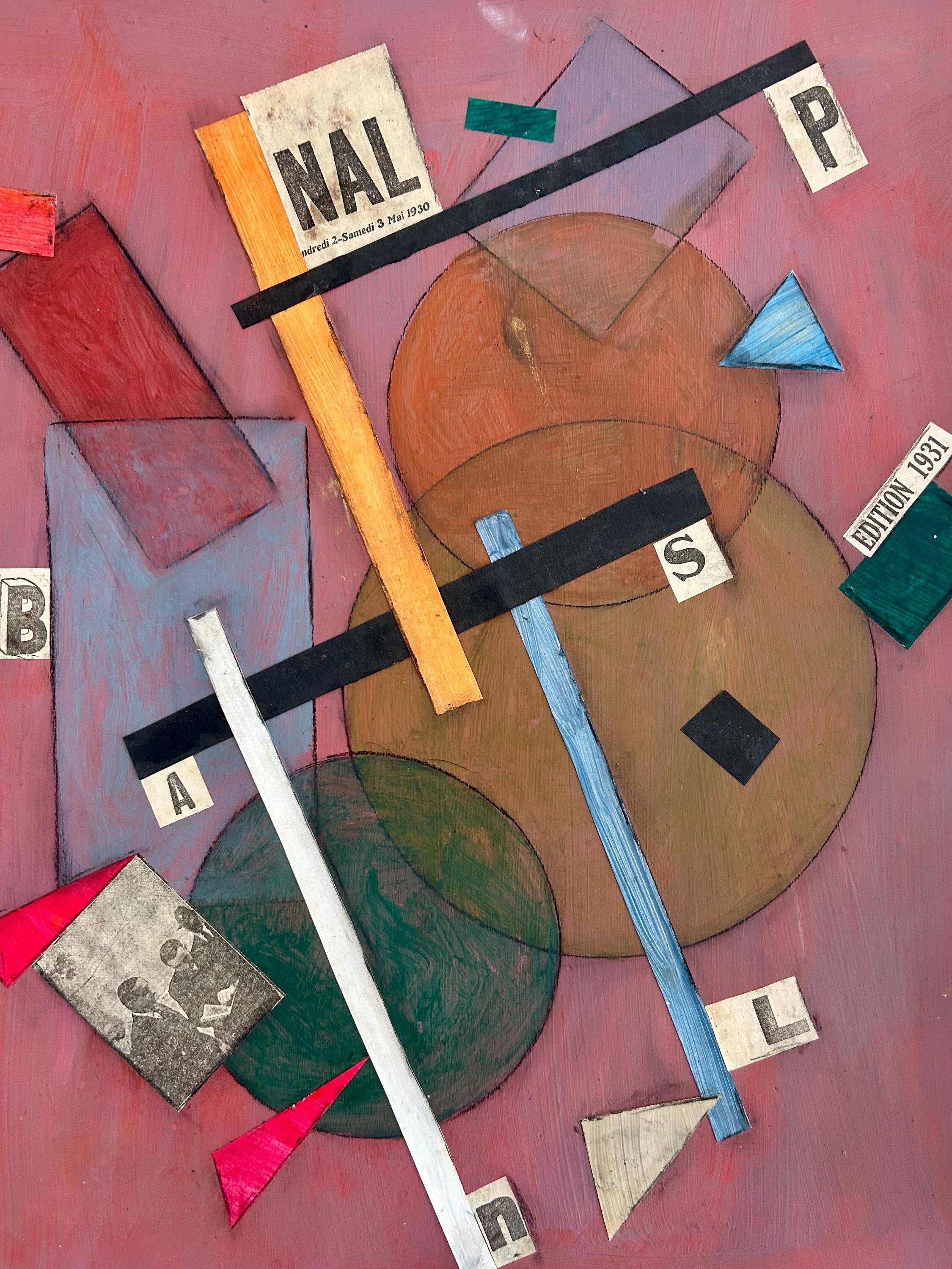 1940 French Constructivist Painting  Oil on Panel Avant Garde Modernist Art