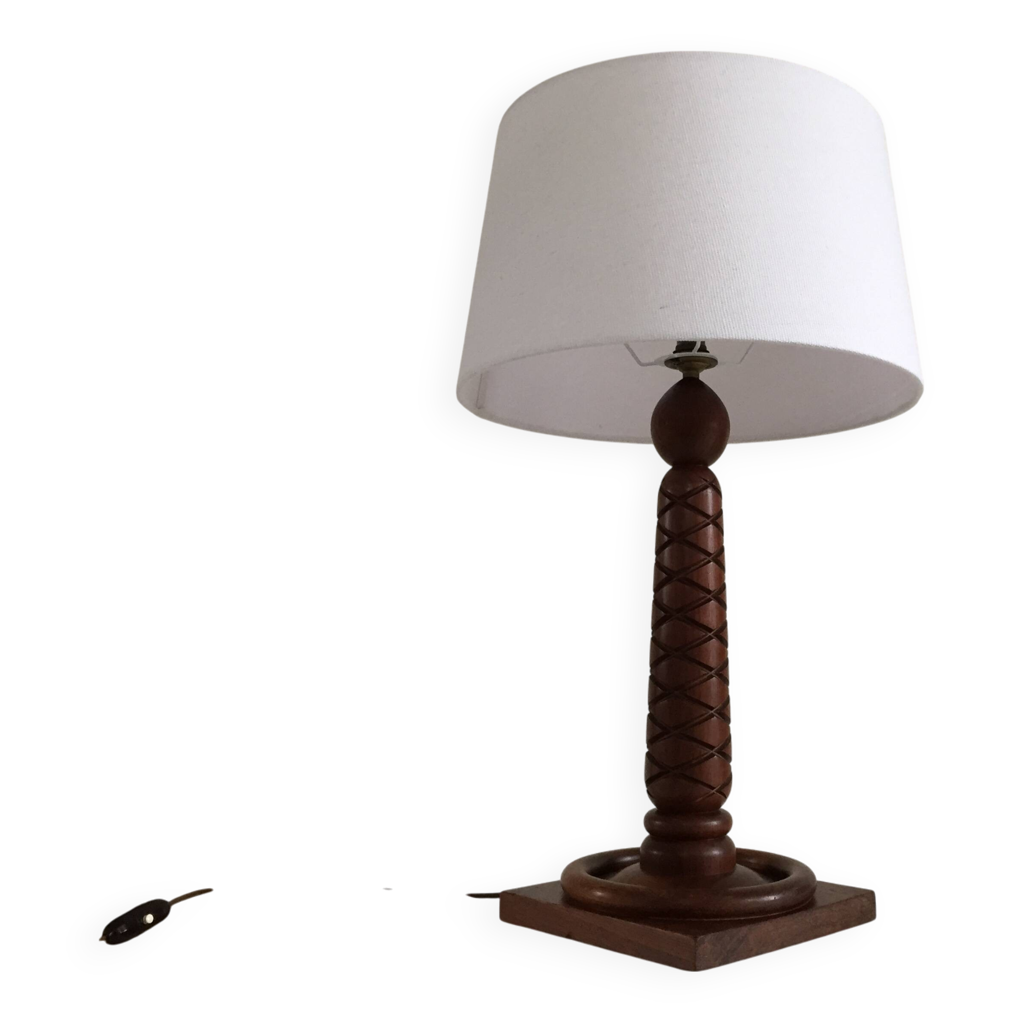 Art deco lamp rosewood carved