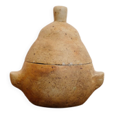 Pot couvert en grès en forme de poire.