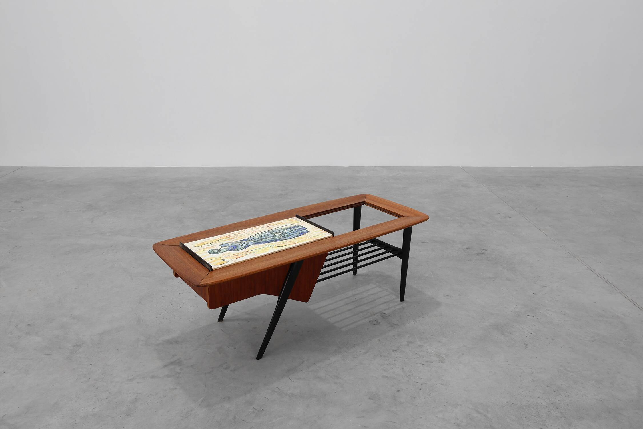 Coffee Table model 210, teak wood and ceramic,by Alfred Hendrickx, Belform