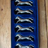 Silver metal knife holder Horses