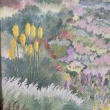 Landscape of flowery fields signed