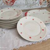 Dessert service 11 pieces in beige Bavaria porcelain with small orange flowers