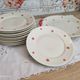 Dessert service 11 pieces in beige Bavaria porcelain with small orange flowers