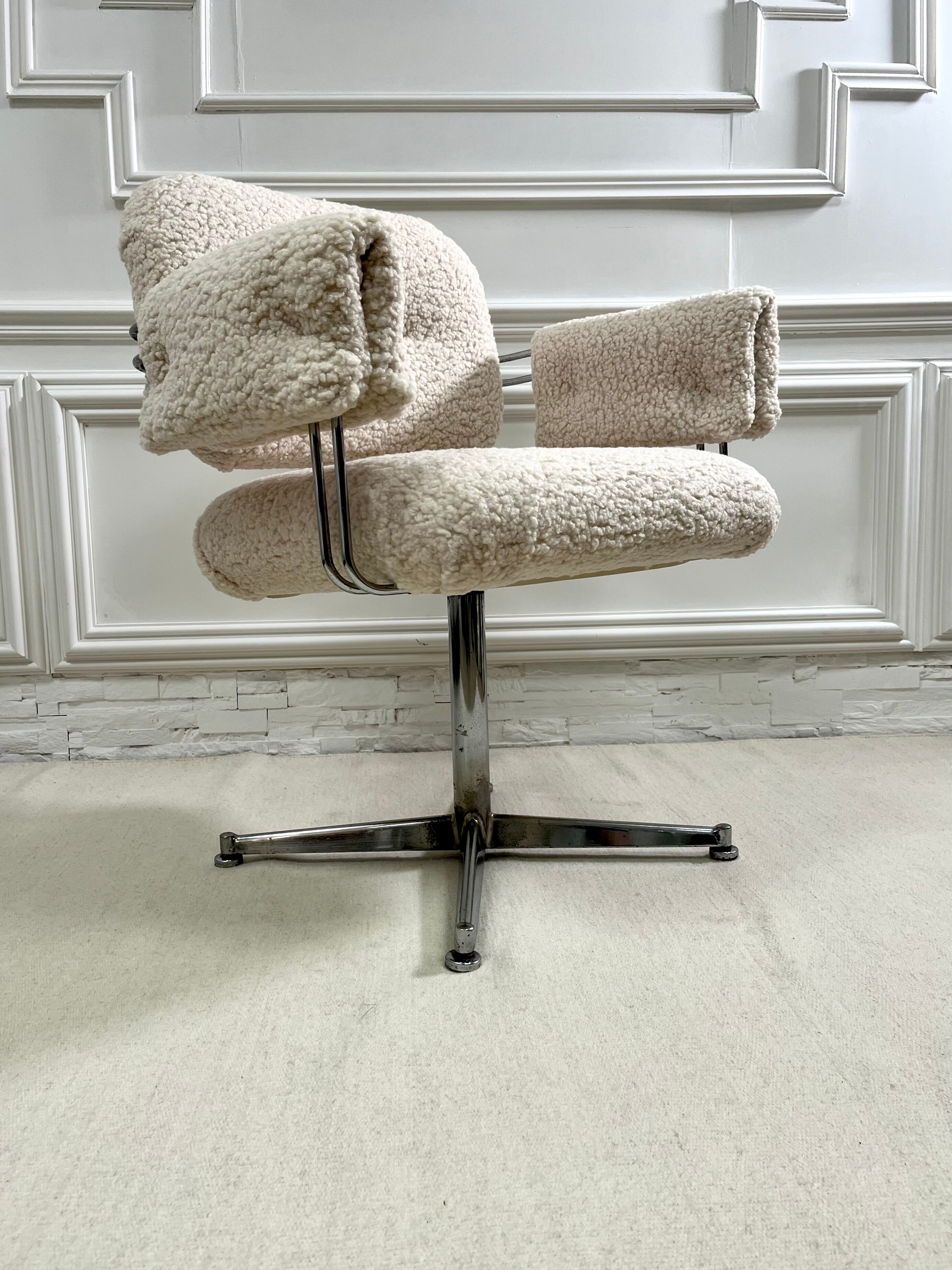 Vintage armchair in faux sheep's fur