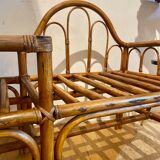 Vintage bamboo and rattan telephone bench