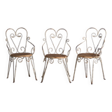 Anciennes chaises de jardin avec accoudoirs (1920). Ensemble de 3 pièces