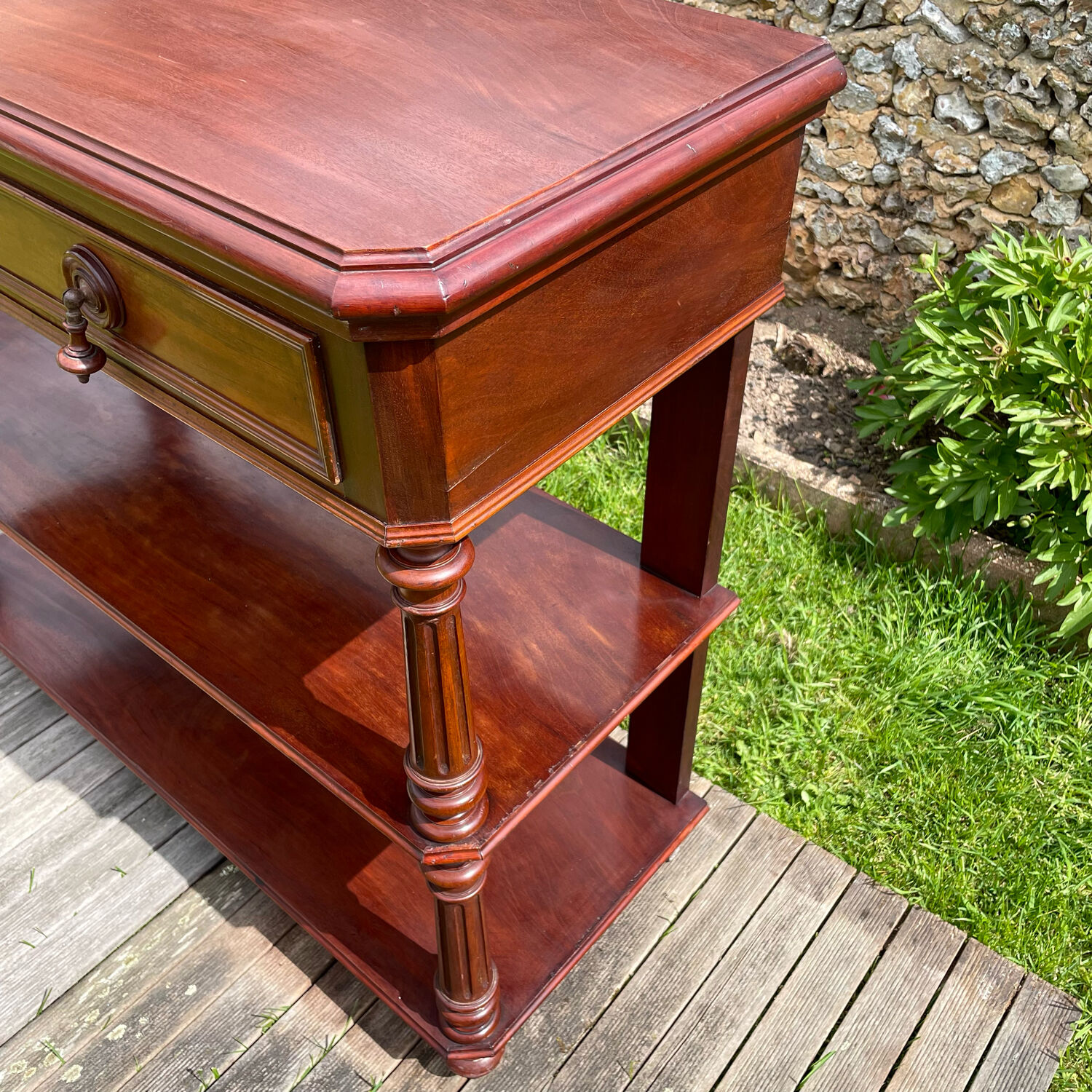 Console desserte acajou et marbre