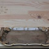 Antique silver-plated metal tray with gilt edges – Grape cluster motif