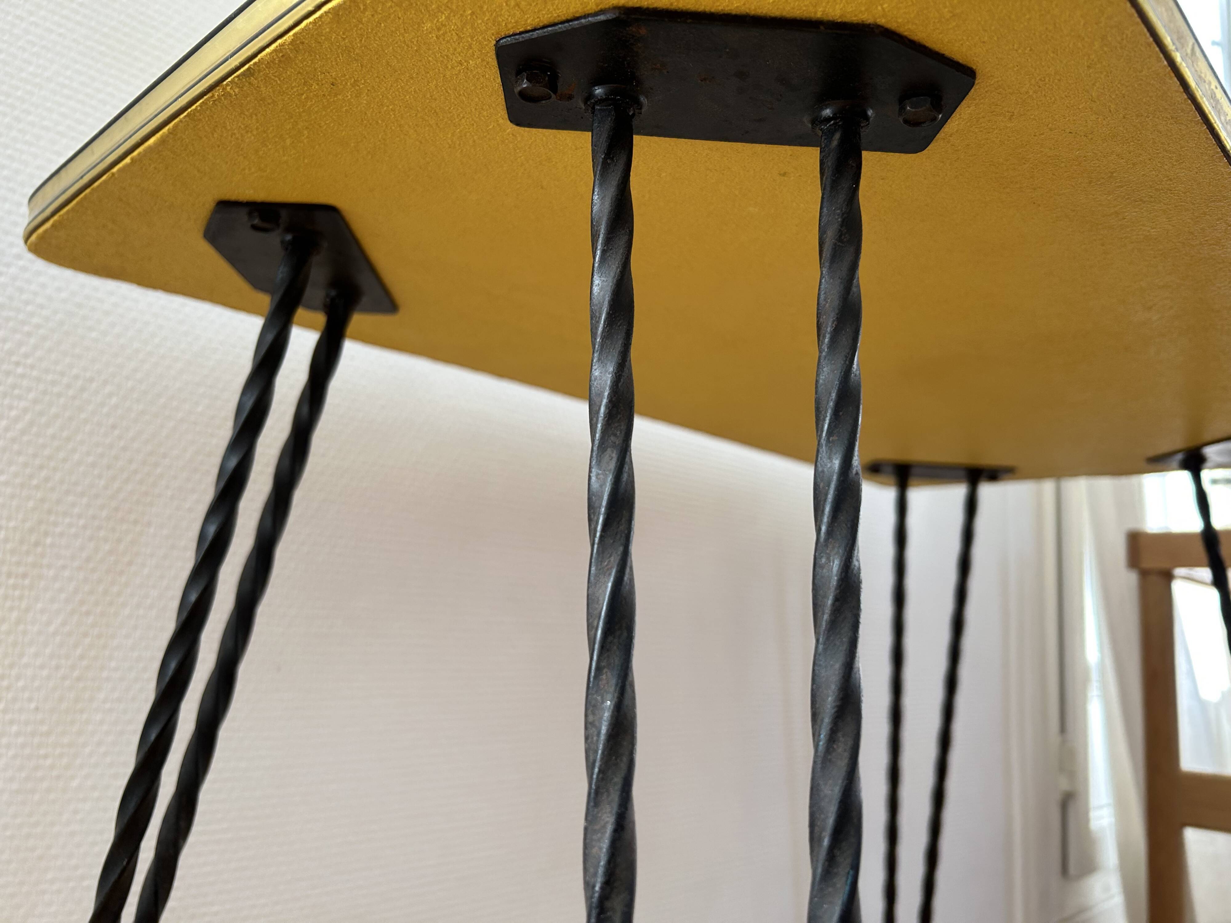 Vintage wrought iron yellow laminate console