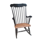 Rocking-chair black and natural wood 1970s