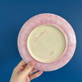Set of 8 signed pink ceramic dessert plates - Artisan tableware