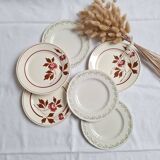 Assiettes à dessert à fleurs  Longwy et Luneville