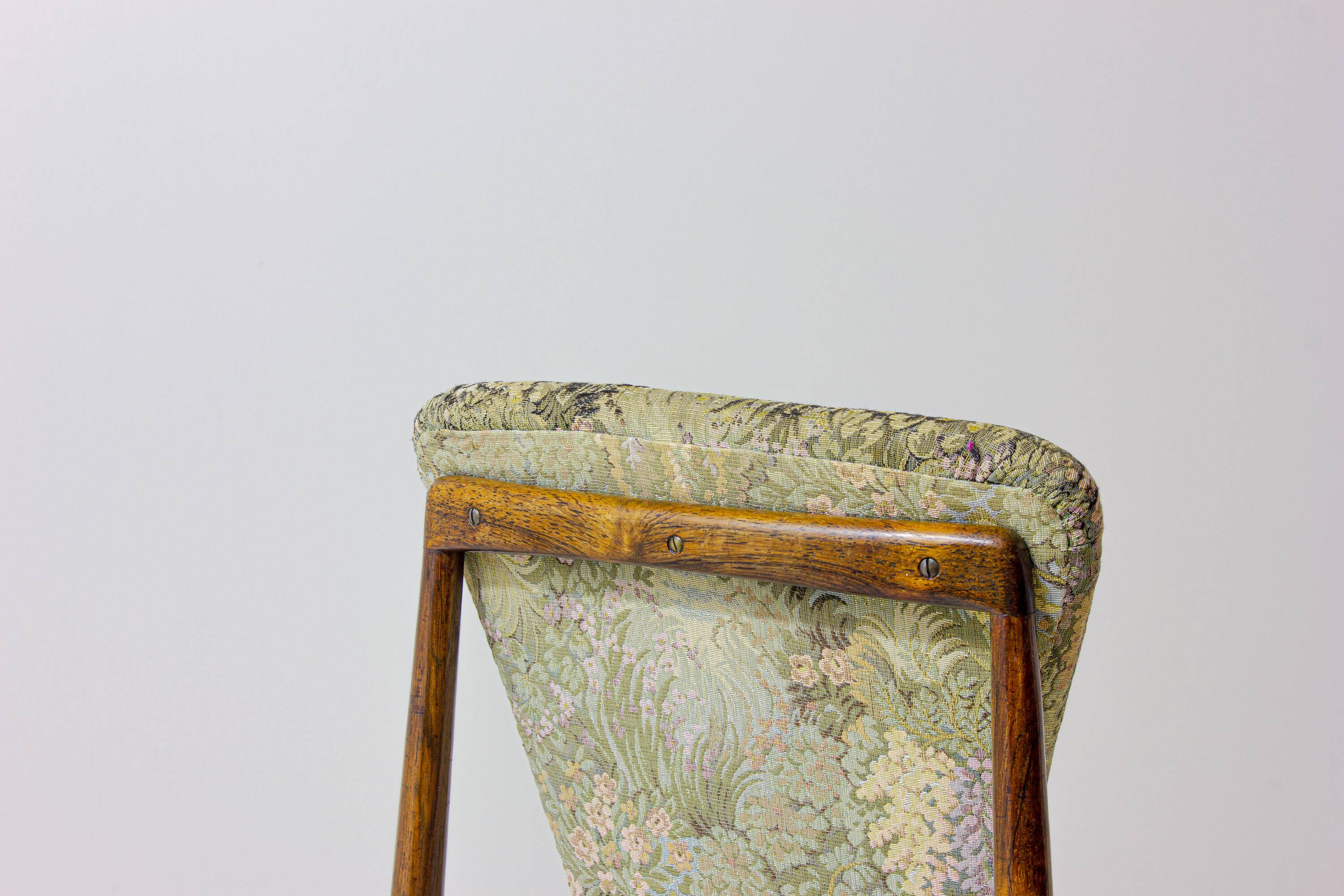 Eclectic scandinavian floating dining chairs in floral upholstery, 1960s