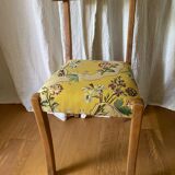 2 chairs in yellow wood fabric pierre frey