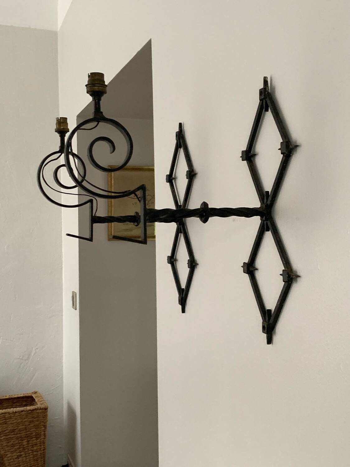 Wrought iron wall lights from the 60s