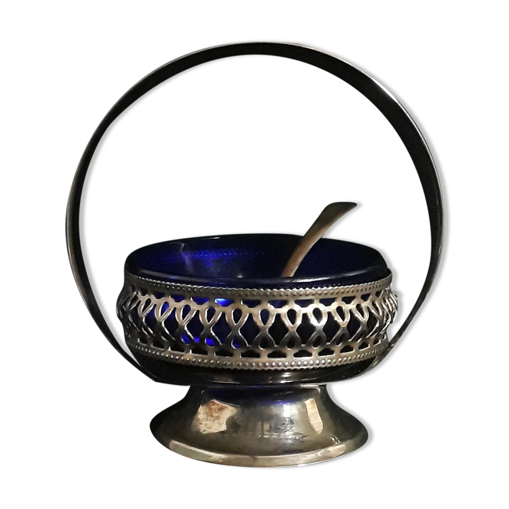 ANCIEN CONFITURIER SUCRIER En Metal Argente Et Cristal EUR 18,99