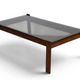 Percival Lafer coffee table in exotic wood and smoked glass – Brazil, 1970
