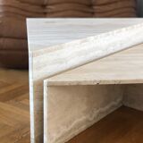 Table basse triangle travertin up & up vintage 1970 Italie