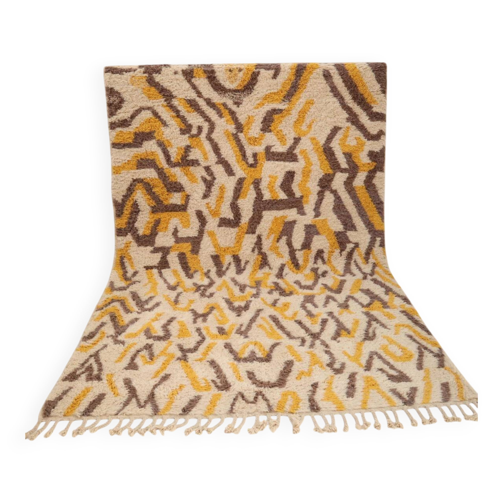 Beniouren Moroccan Rug Hand Woven Abstract Berber Design, 100% Wool