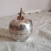 Vintage hollywood regency style apple shaped silver metal box