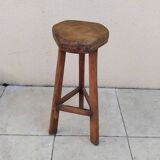 Tabouret bar brutaliste tripode vintage