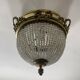 Ceiling light basket old 19th brass and faceted glass beads