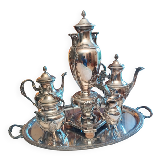 Silver-plated metal café and tea service by Christofle, Malmaison model (Empire)