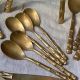 Nickel-plated bronze cutlery set, bamboo style