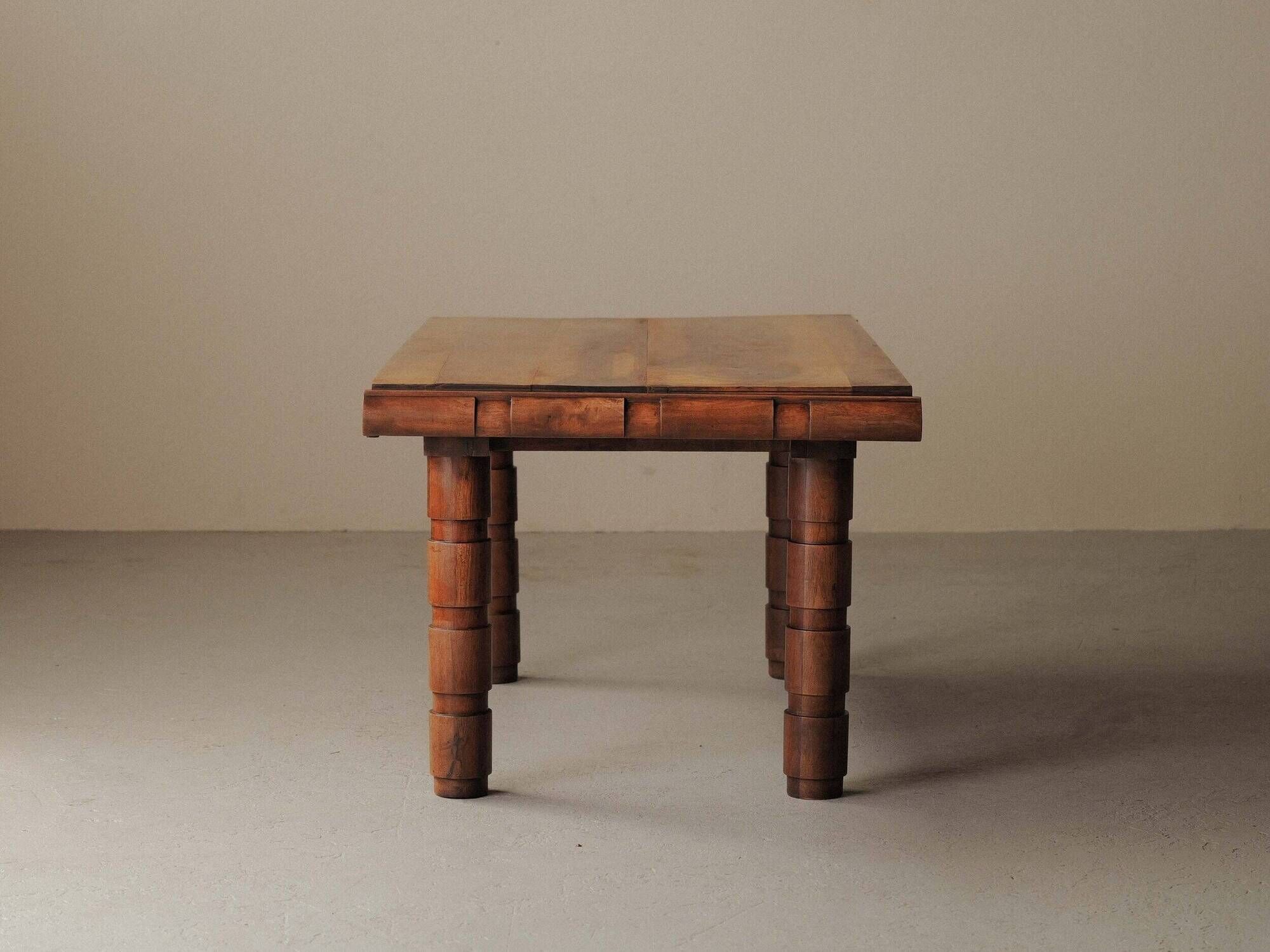 Modernist table in oak and walnut, France, Art Deco, circa 1940.