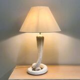 Vintage white ceramic cobra table lamp, 1970s. Attributed to Tommaso Barbi.