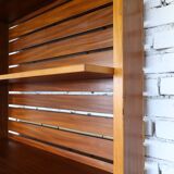 1950s Italian mid-century teak floor-to-ceiling wall unit