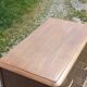 Vintage oak commode with tapered legs from the 1950s.